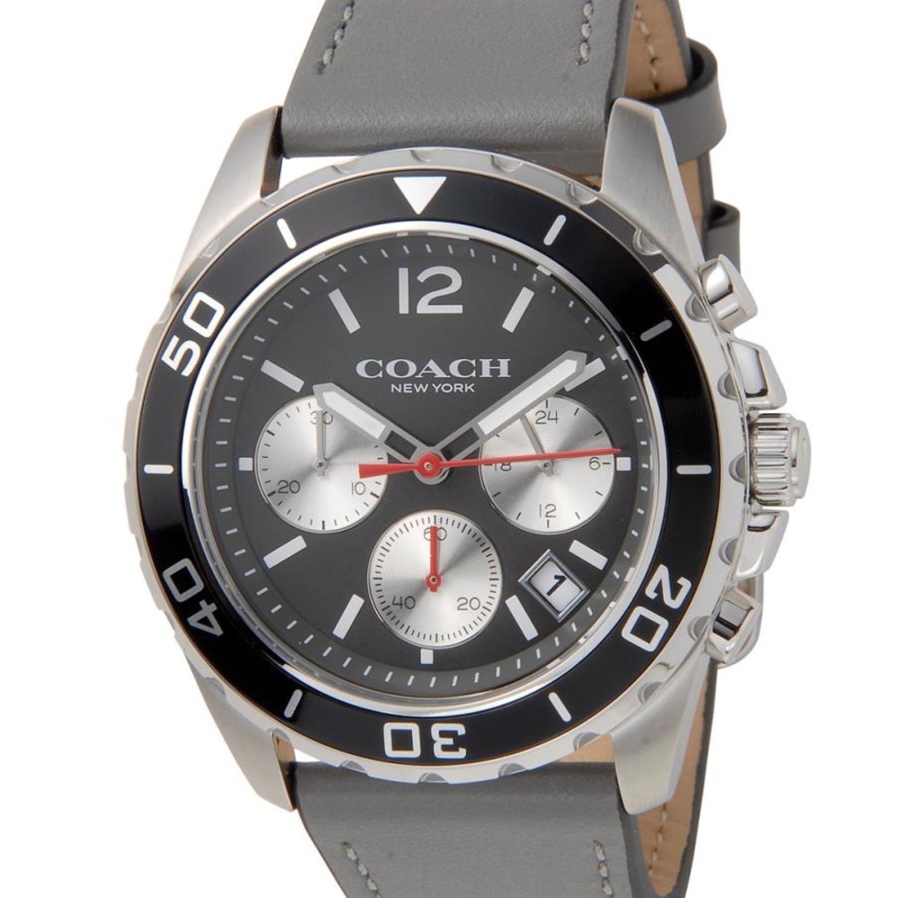 🖤🖤 Coach Kent Grey Dial Grey Leather Strap Watch For Men - 14602561
